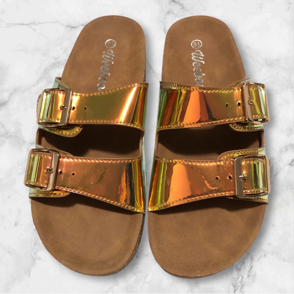 Neón Bronze Slide Sandals